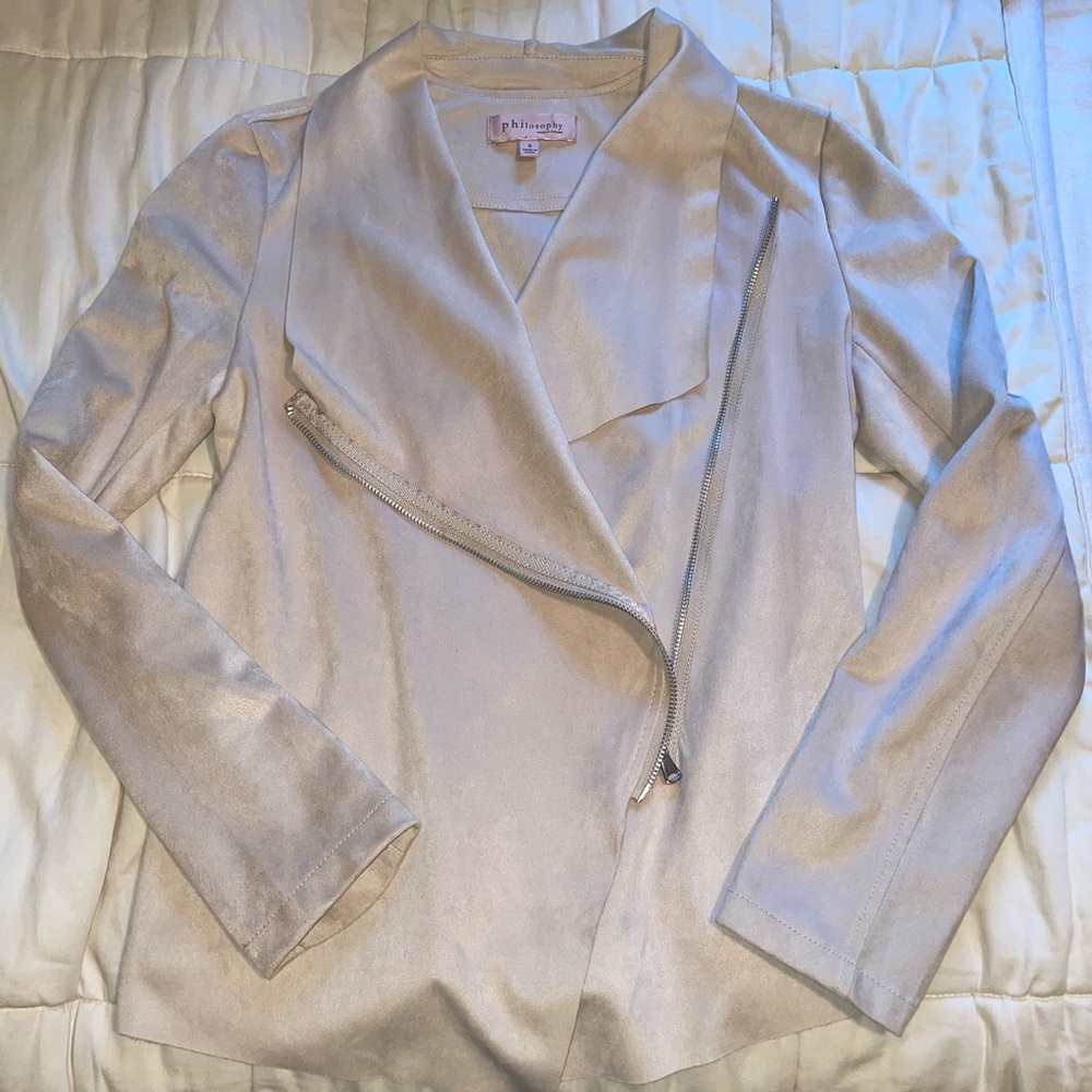 Philosophy Women's Cream Faux Leather Jacket